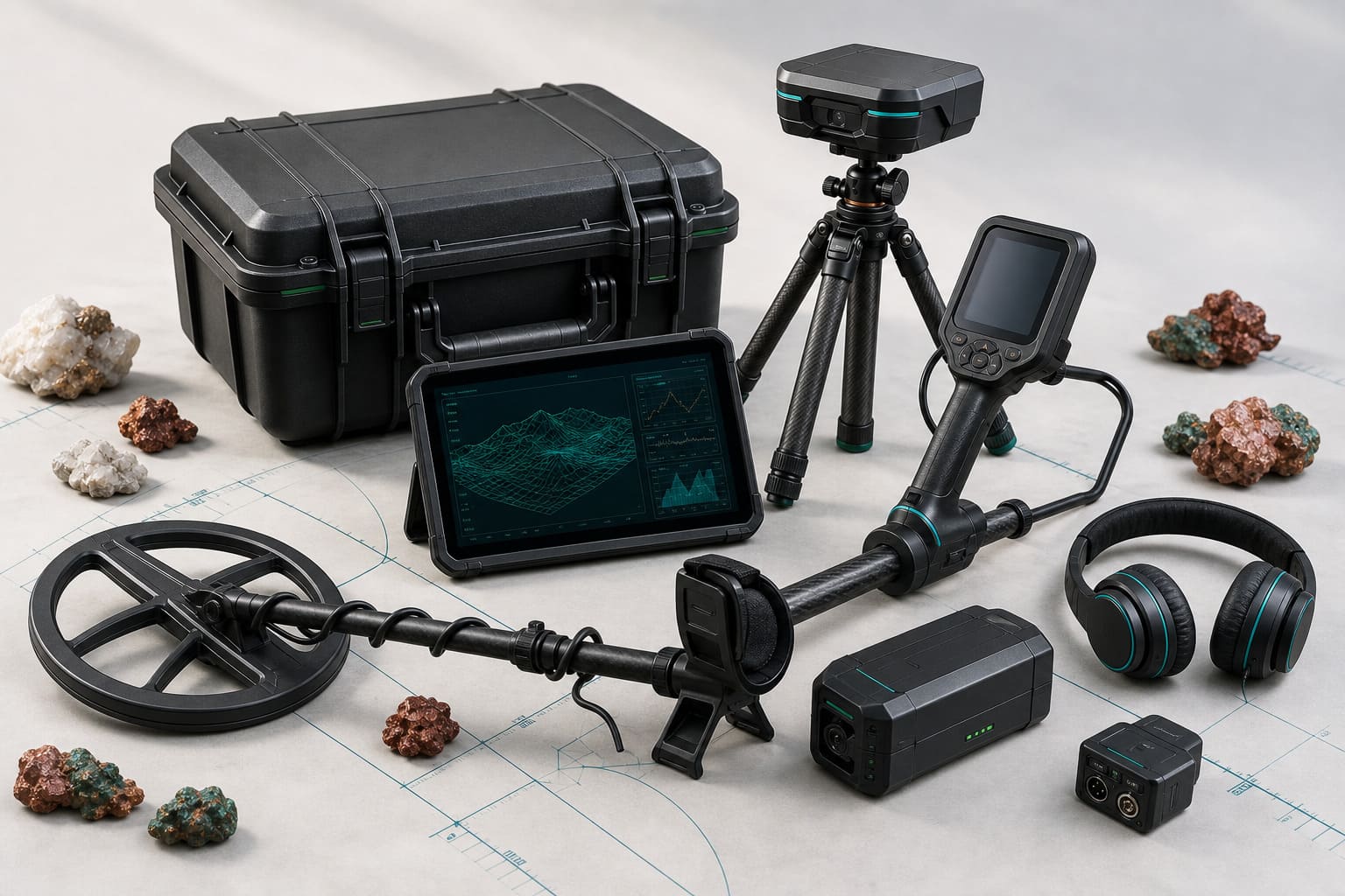 Premium Aurex Vector detector kit with controller and mineral samples